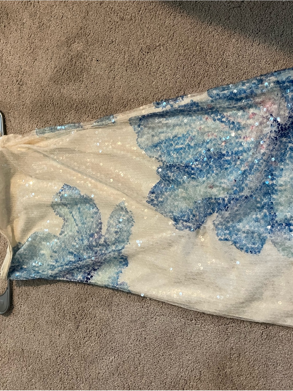 Sequined Blue Floral Mini Dress - Brand:
